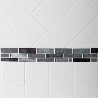 Granito Bianco Kitchen Wall Tiles & Adelphi Interlock Splitstone Listello